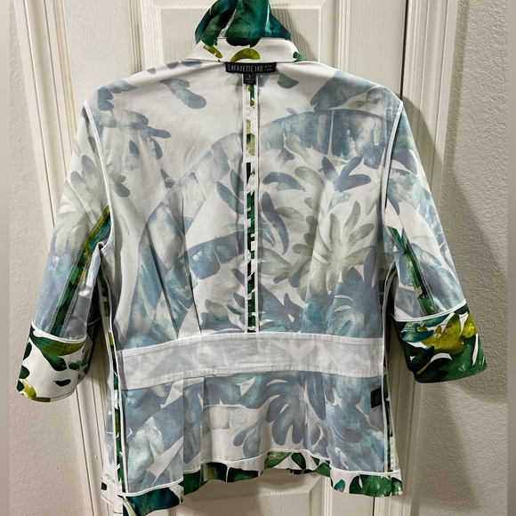 Lafayette 148 New York Womens Blazer Jacket Size 8 Tropical Palm Leaf Print - Picture 11 of 16